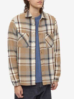 Wax London Whiting Overshirt in Natural Beatnik Check Size Small